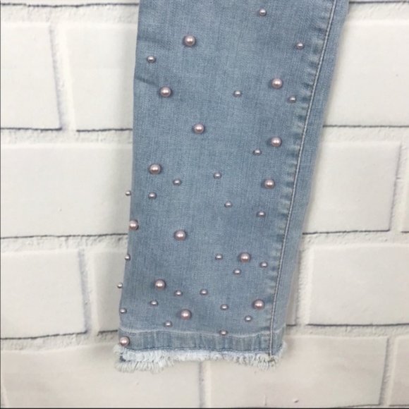 NWT Frame Le High Straight Frayed Jean with Pearls - Picture 4 of 6